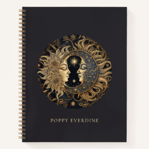 Cuaderno Cara de luna de sol celestial personalizada