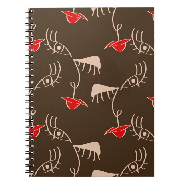 Cuaderno Cara de mujer de una línea: patrón abstracto. (Frente)