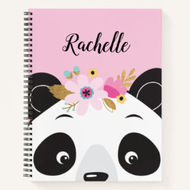 Cuaderno Cara de oso panda Chica rosa kawaii personalizada