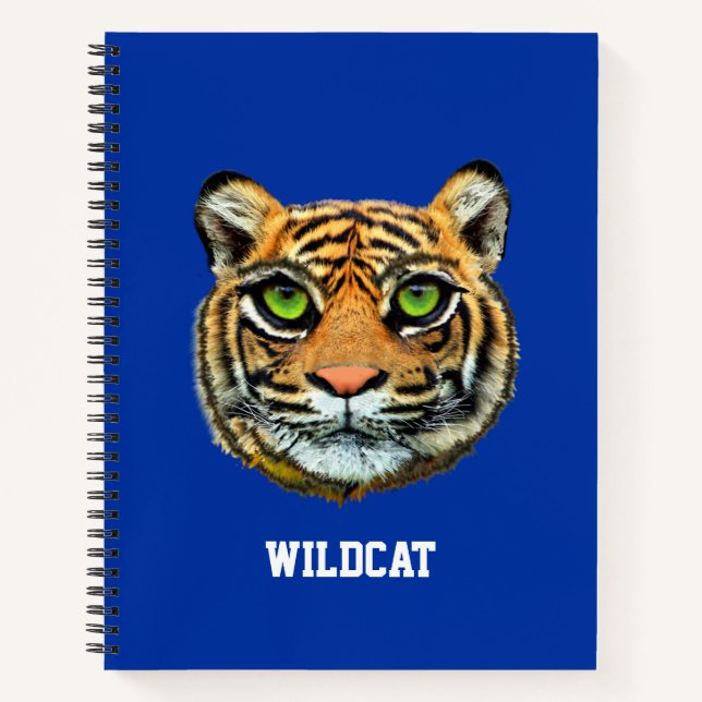 Cuaderno Cara de tigre salvaje sobre azul (Anverso)