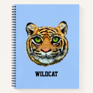 Cuaderno Cara de tigre salvaje sobre azul claro