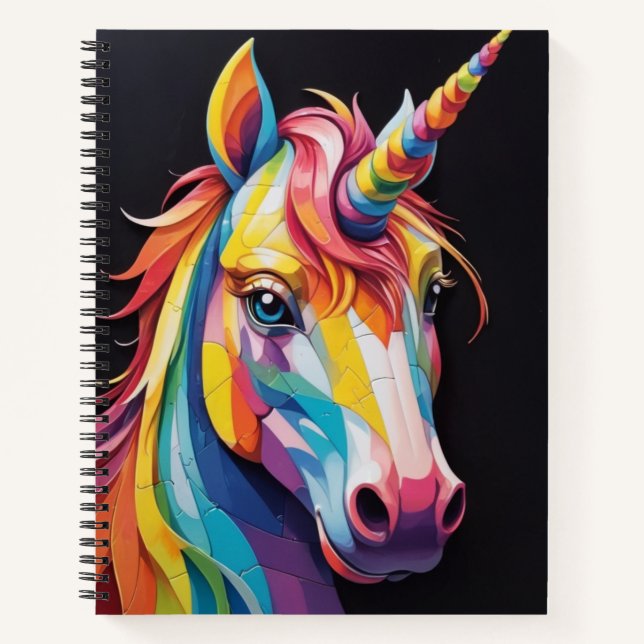 Cuaderno Cara de unicornio arcoiris (Anverso)
