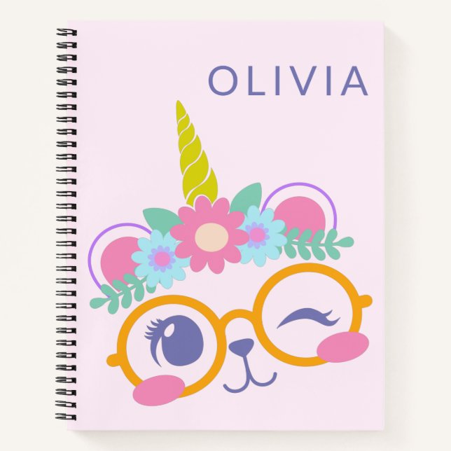 Cuaderno Cara de Unicornio de Oso Kawaii Lindo Personalizad (Anverso)