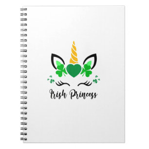 Cuaderno Cara de Unicornio Lindo Trébol Princesa Irlandesa