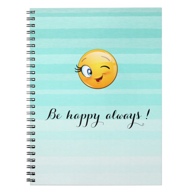 Cuaderno Cara Emoji Guiñando - Sé feliz siempre (Frente)