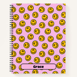 Cuaderno Cara Feliz Sonriente Azul Preppy Personalizada Est