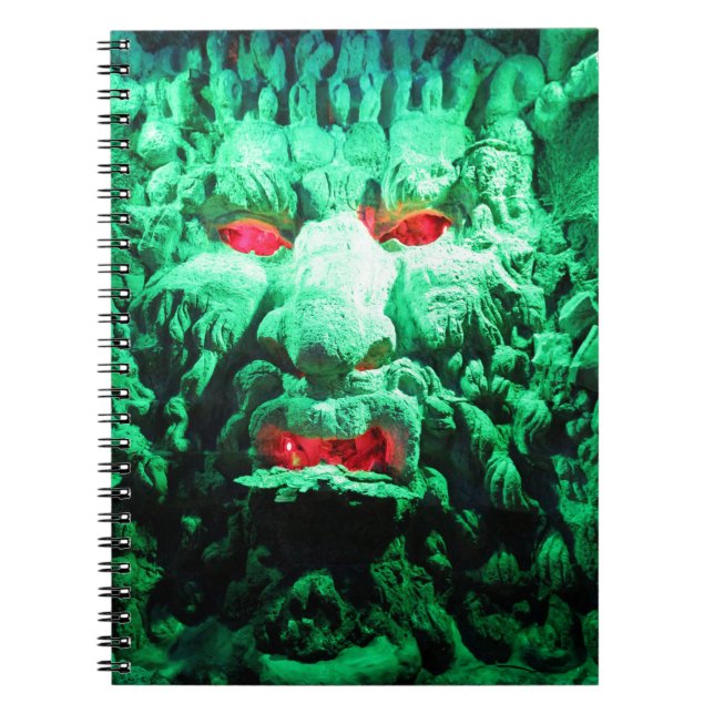 Cuaderno Cara mascarada aterradora en roca (Frente)