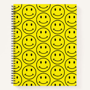 Cuaderno Cara Sonriente Amarillo Brillante Retro