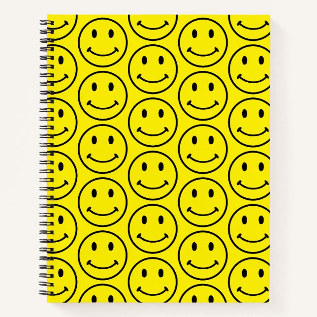 Cuaderno Cara Sonriente Amarillo Brillante Retro (Anverso)