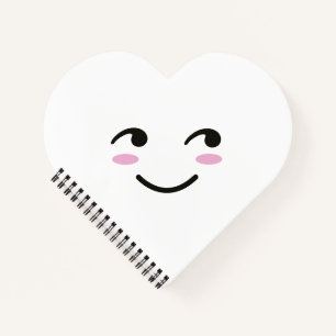 Cuaderno Cara sonriente feliz corazón blanco Personalizado