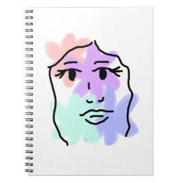 Cuaderno Cara y flores abstracto (colores pálidos)