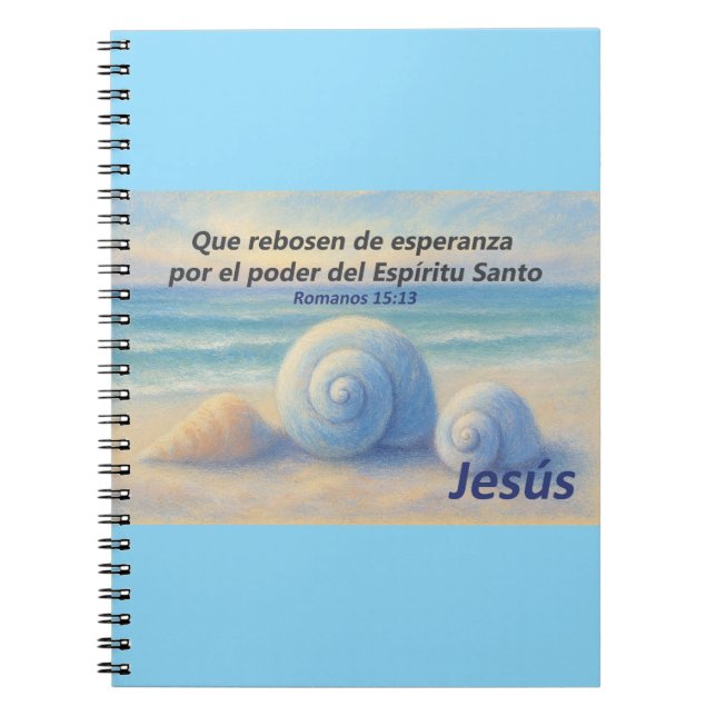 Cuaderno caracolas de Mar con Versículo Romanos (Frente)