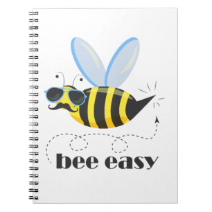Cuaderno Carácter de abeja con gafas de sol bigote Bee Fáci