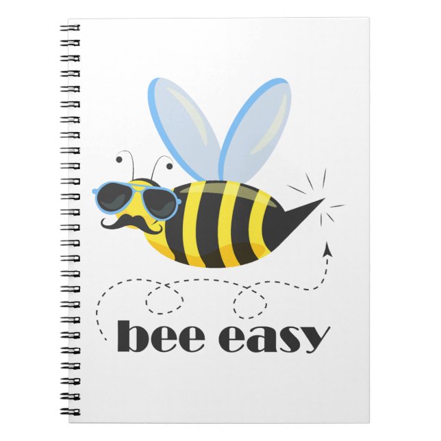 Cuaderno Carácter de abeja con gafas de sol bigote Bee Fáci (Frente)