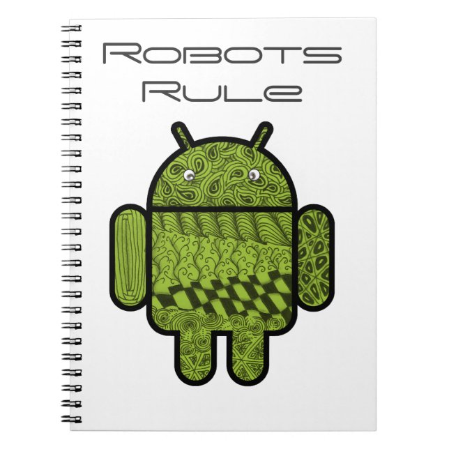 Cuaderno Carácter de garabato paisley para el robot Android (Frente)