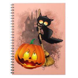 Cuaderno Carácter divertido de Halloween del gato asustado