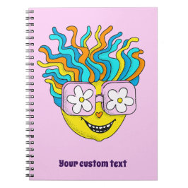 Cuaderno Carácter sonriente divertido con anteojos rosados 