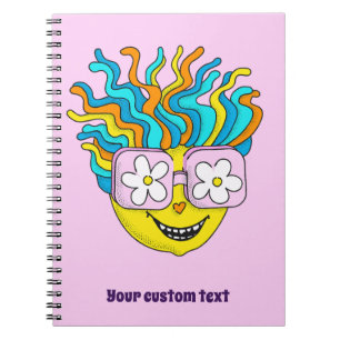 Cuaderno Carácter sonriente divertido con anteojos rosados