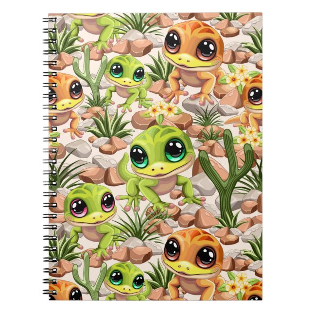 Cuaderno Caracteres de dibujos animados de Baby Geckos Cute (Frente)