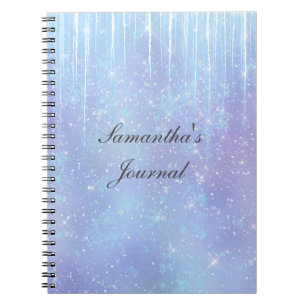 Cuaderno Carámbanos Copos de Nieve Cristales Azul Púrpura