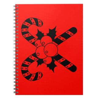 Cuaderno Caramelos de Navidad & muérdago Feliz Navidad Negr