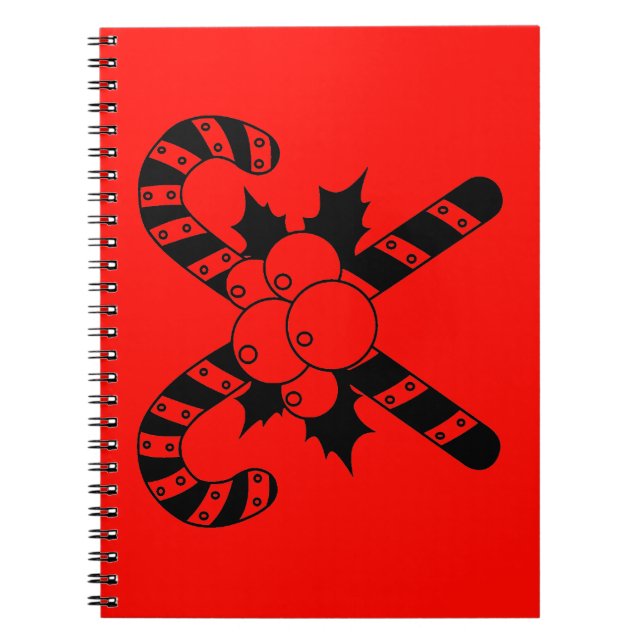 Cuaderno Caramelos de Navidad & muérdago Feliz Navidad Negr (Frente)
