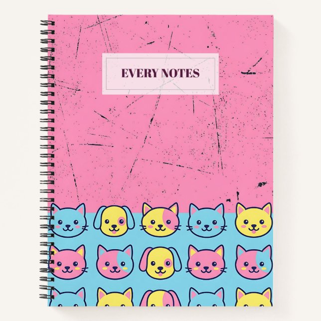 Cuaderno Caras de Animales de Pastel Divididas (Anverso)