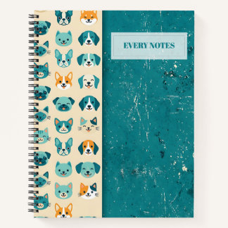 Cuaderno Caras de Animales División Vertical – Verde Acuáti