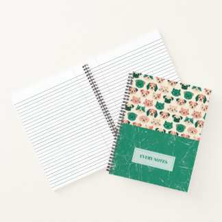 Cuaderno Caras de Animales sin Costuras – Verde Antiguo Div