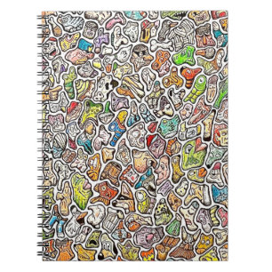 Cuaderno Caras de Dibujos Animados Extrañas a Lápiz de Colo