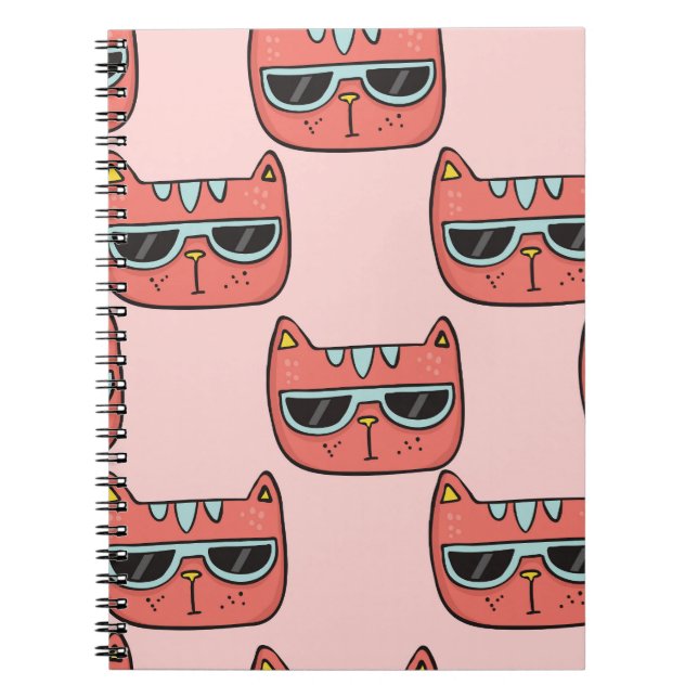 Cuaderno Caras de gato lindas, patrón continuo. (Frente)