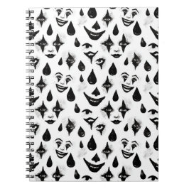 Cuaderno Caras de payaso de circo en blanco y negro
