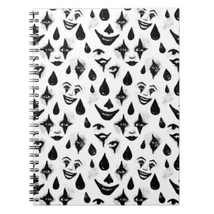 Cuaderno Caras de payaso de circo en blanco y negro