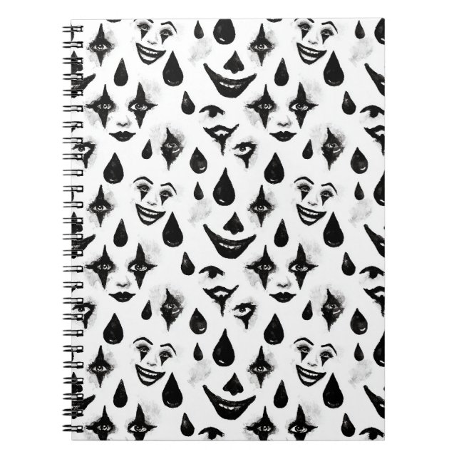 Cuaderno Caras de payaso de circo en blanco y negro (Frente)