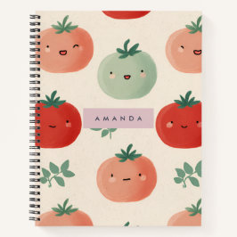 Cuaderno Caras personalizadas de tomate Kawaii Pastel