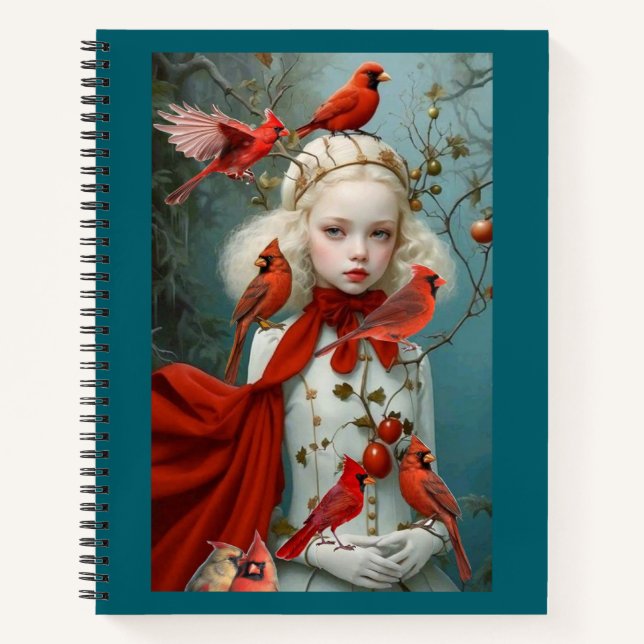 Cuaderno "Cardenal de invierno encantado - Notebo de espira (Anverso)