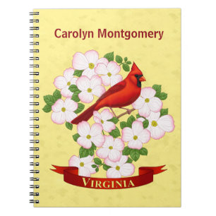 Cuaderno Cardenal estatal de Virginia Bird and Dogwood Flow
