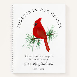 Cuaderno Cardenal Forever in Our Hearts Funeral Guest Book