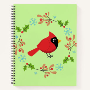 Cuaderno Cardenal rojo Personalizado con flores