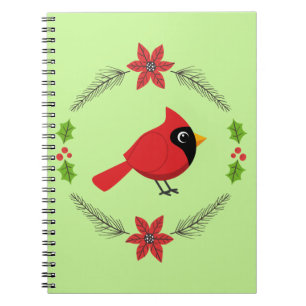 Cuaderno Cardenal rojo Personalizado con flores