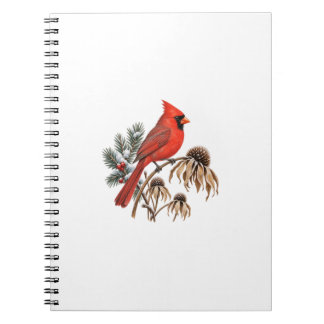 Cuaderno Cardenal Rojo y Cabezas de Semillas Nevadas