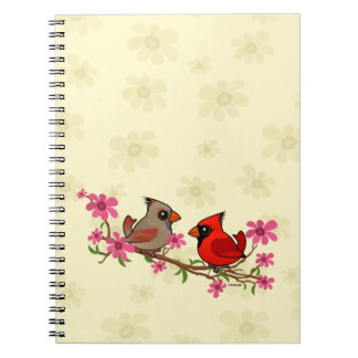 Cuaderno Cardenales del norte en rama de florecimiento