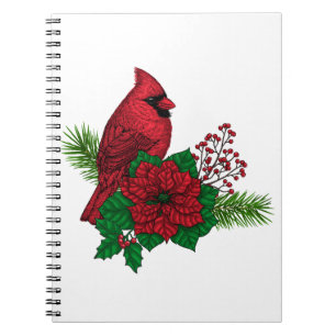 Cuaderno Cardenales rojos sobre decoración de Navidades