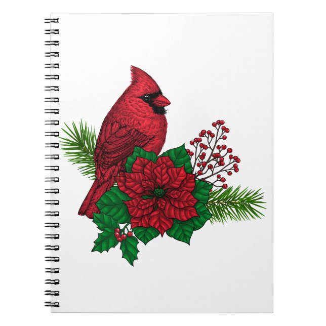 Cuaderno Cardenales rojos sobre decoración de Navidades (Frente)
