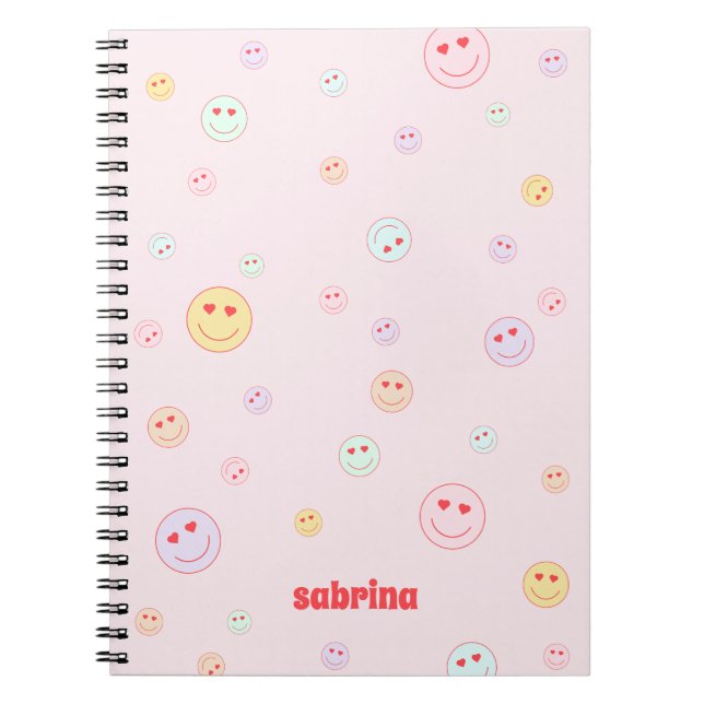 Cuaderno Cardíaco personalizado Ojos felices cara feliz (Frente)