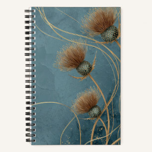 Cuaderno Cardo Dorado Azul Turquesa Textura Elegancia