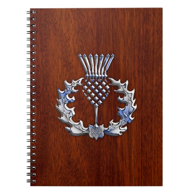 Cuaderno Cardo escocés de madera elegante del cromo y de la (Frente)