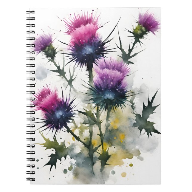 Cuaderno Cardo - Flores de acuarela (Frente)