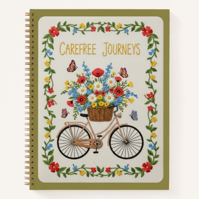 Cuaderno Carefree Journeys Embroidered Vintage Bicycle  (Anverso)