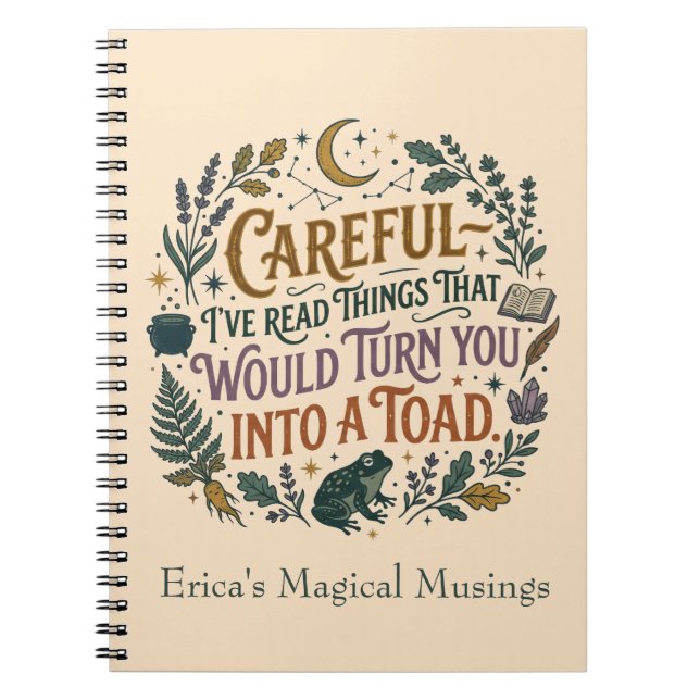 Cuaderno Careful I've Read Things Funny Book Witch Quote  (Frente)